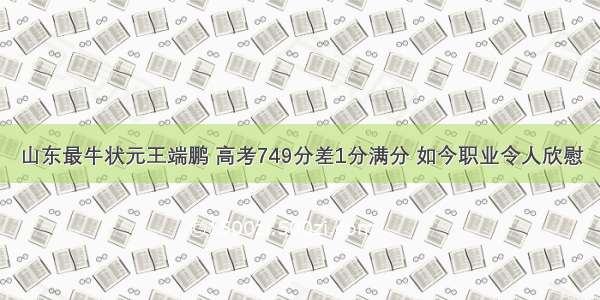 山东最牛状元王端鹏 高考749分差1分满分 如今职业令人欣慰