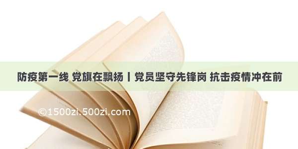 防疫第一线 党旗在飘扬丨党员坚守先锋岗 抗击疫情冲在前