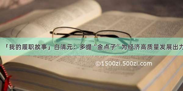 「我的履职故事」白清元：多提“金点子”为经济高质量发展出力