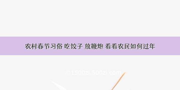 农村春节习俗 吃饺子 放鞭炮 看看农民如何过年