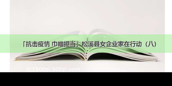 「抗击疫情 巾帼担当」松溪县女企业家在行动（八）