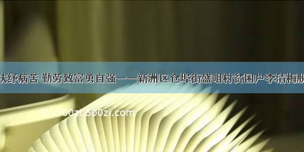 政策帮扶纾病苦 勤劳致富勇自强——新洲区仓埠街盛咀村贫困户李清梅脱贫故事