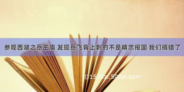 参观西湖之岳王庙 发现岳飞背上刺的不是精忠报国 我们搞错了