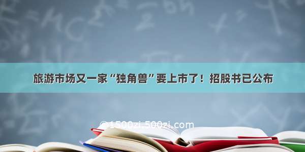 旅游市场又一家“独角兽”要上市了！招股书已公布