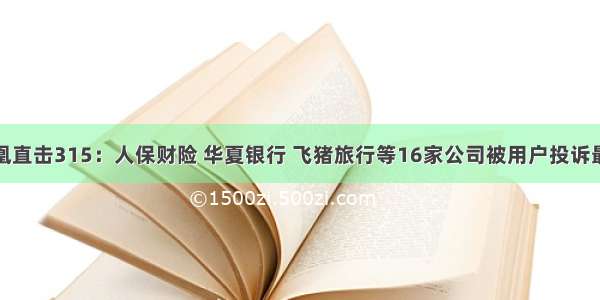 凤凰直击315：人保财险 华夏银行 飞猪旅行等16家公司被用户投诉最多