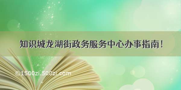 知识城龙湖街政务服务中心办事指南！