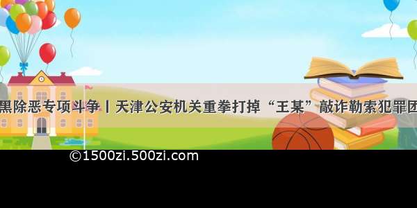 扫黑除恶专项斗争丨天津公安机关重拳打掉“王某”敲诈勒索犯罪团伙