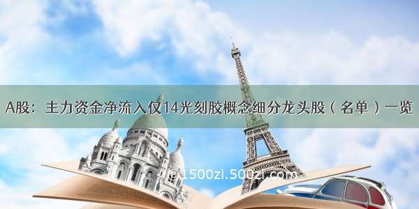 A股：主力资金净流入仅14光刻胶概念细分龙头股（名单）一览