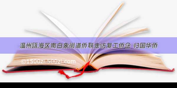 温州瓯海区南白象街道侨联走访复工侨企 归国华侨