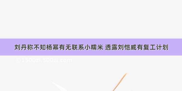 刘丹称不知杨幂有无联系小糯米 透露刘恺威有复工计划