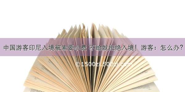 中国游客印尼入境被索要小费 不给就拒绝入境！游客：怎么办？