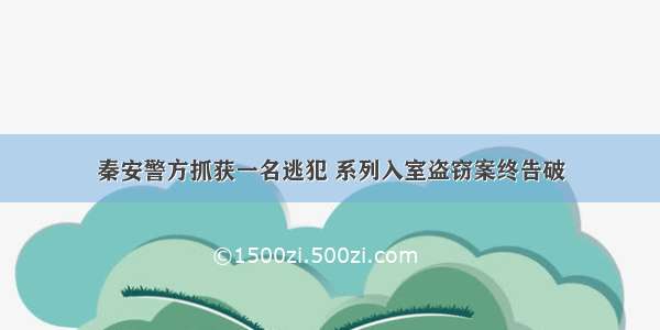 秦安警方抓获一名逃犯 系列入室盗窃案终告破