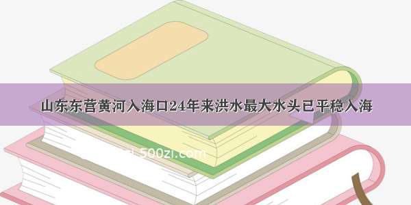 山东东营黄河入海口24年来洪水最大水头已平稳入海