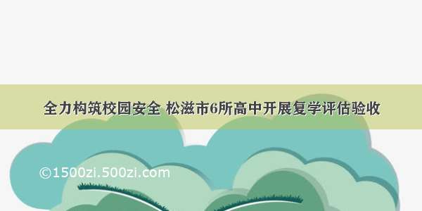 全力构筑校园安全 松滋市6所高中开展复学评估验收