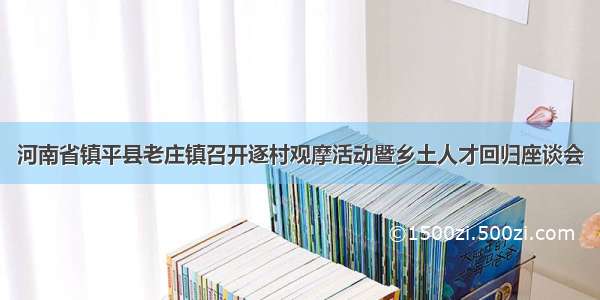 河南省镇平县老庄镇召开逐村观摩活动暨乡土人才回归座谈会