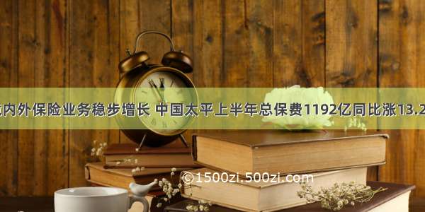 境内外保险业务稳步增长 中国太平上半年总保费1192亿同比涨13.2%