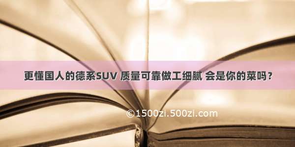 更懂国人的德系SUV 质量可靠做工细腻 会是你的菜吗？