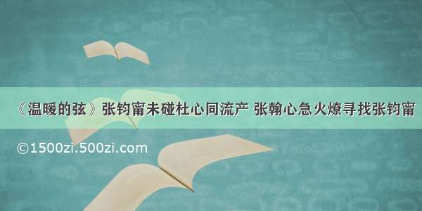 《温暖的弦》张钧甯未碰杜心同流产 张翰心急火燎寻找张钧甯