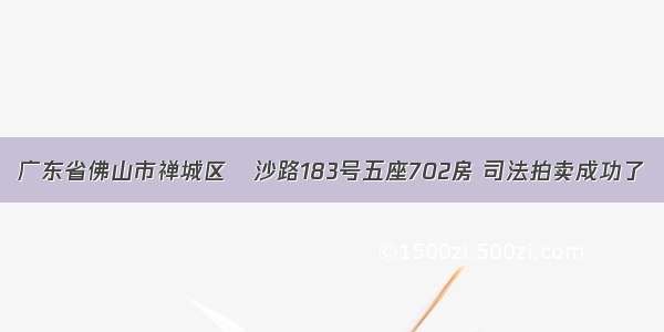 广东省佛山市禅城区塱沙路183号五座702房 司法拍卖成功了