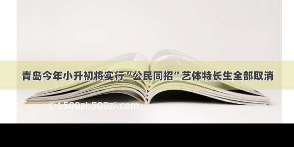 青岛今年小升初将实行“公民同招”艺体特长生全部取消