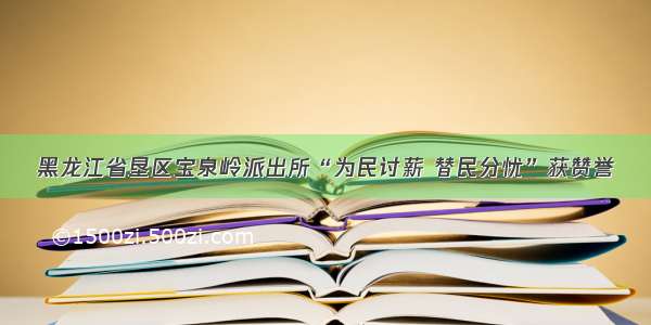 黑龙江省垦区宝泉岭派出所“为民讨薪 替民分忧”获赞誉