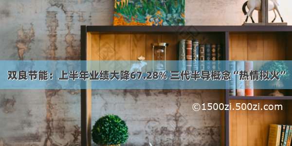 双良节能：上半年业绩大降67.28% 三代半导概念“热情拟火”