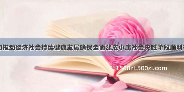 全力推动经济社会持续健康发展确保全面建成小康社会决胜阶段顺利开局