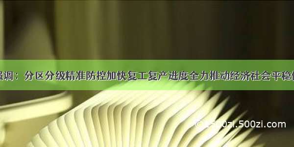 邢国辉强调：分区分级精准防控加快复工复产进度全力推动经济社会平稳健康发展