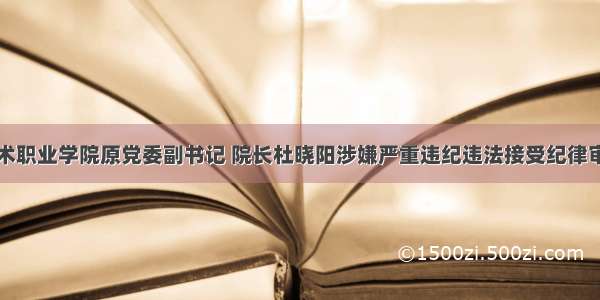 重庆安全技术职业学院原党委副书记 院长杜晓阳涉嫌严重违纪违法接受纪律审查和监察调