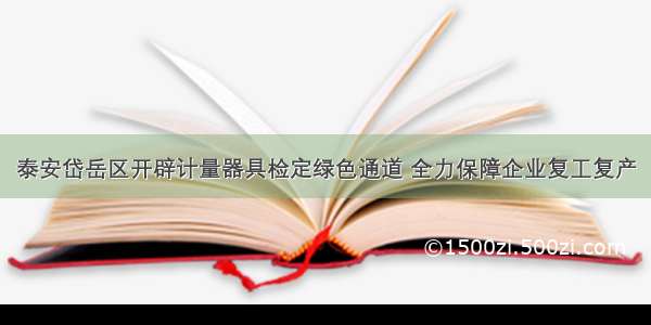 泰安岱岳区开辟计量器具检定绿色通道 全力保障企业复工复产