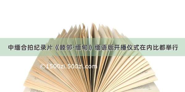 中缅合拍纪录片《睦邻·缅甸》缅语版开播仪式在内比都举行