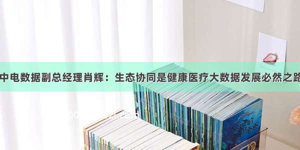 中电数据副总经理肖辉：生态协同是健康医疗大数据发展必然之路