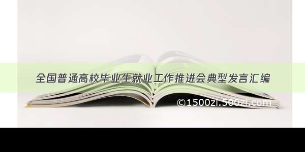 全国普通高校毕业生就业工作推进会典型发言汇编