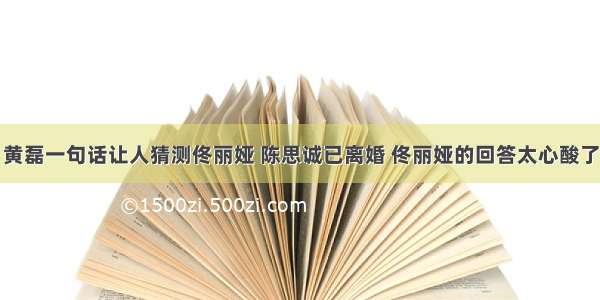 黄磊一句话让人猜测佟丽娅 陈思诚已离婚 佟丽娅的回答太心酸了