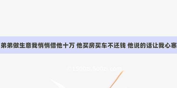 弟弟做生意我悄悄借他十万 他买房买车不还钱 他说的话让我心寒