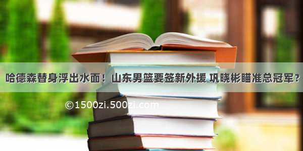 哈德森替身浮出水面！山东男篮要签新外援 巩晓彬瞄准总冠军？