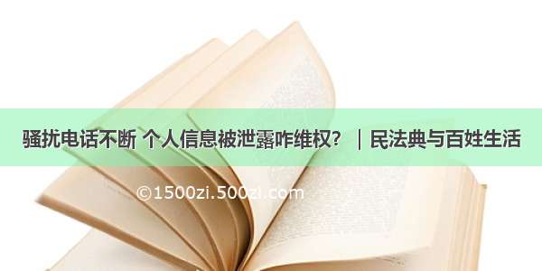 骚扰电话不断 个人信息被泄露咋维权？｜民法典与百姓生活