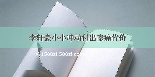 李轩豪小小冲动付出惨痛代价