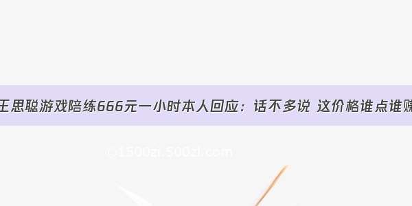 王思聪游戏陪练666元一小时本人回应：话不多说 这价格谁点谁赚