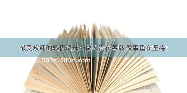 最受欢迎的感悟语录：做人贵在善良 做事重在坚持！