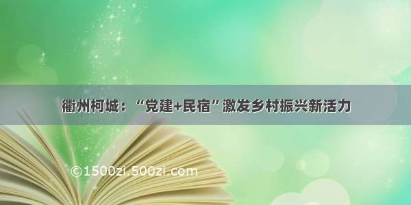 衢州柯城：“党建+民宿”激发乡村振兴新活力