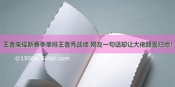 王者荣耀新赛季单排王者秀战绩 网友一句话却让大佬颜面扫地！