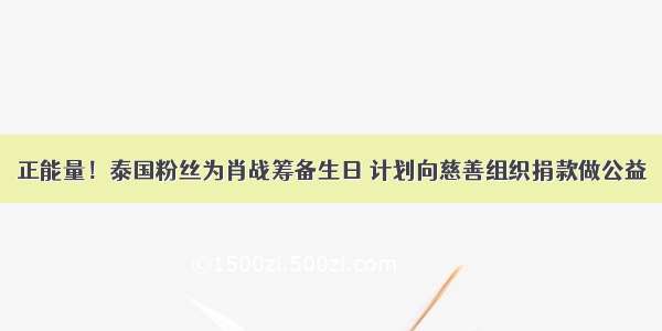 正能量！泰国粉丝为肖战筹备生日 计划向慈善组织捐款做公益