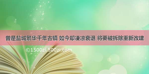 曾是盐城繁华千年古镇 如今却凄凉衰退 将要被拆除重新改建