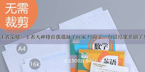 王者荣耀：王者大神排位偶遇妹子玩家 只说了一句话结果悲剧了！