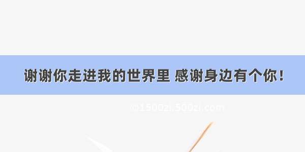 谢谢你走进我的世界里 感谢身边有个你！