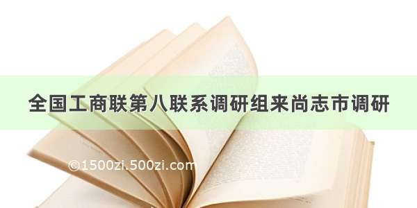 全国工商联第八联系调研组来尚志市调研