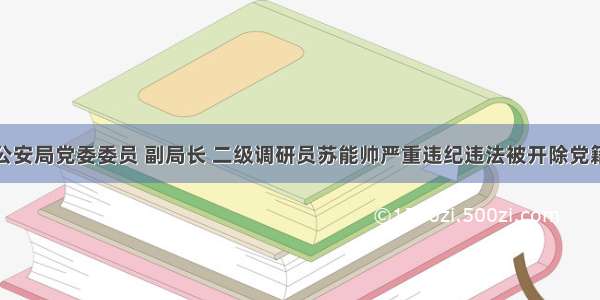 钦州市公安局党委委员 副局长 二级调研员苏能帅严重违纪违法被开除党籍和公职