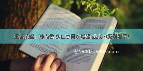 王者荣耀：孙尚香 狄仁杰再次增强 或成t0级别射手！