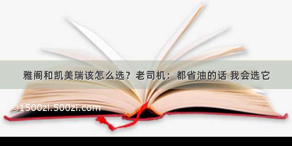 雅阁和凯美瑞该怎么选？老司机：都省油的话 我会选它